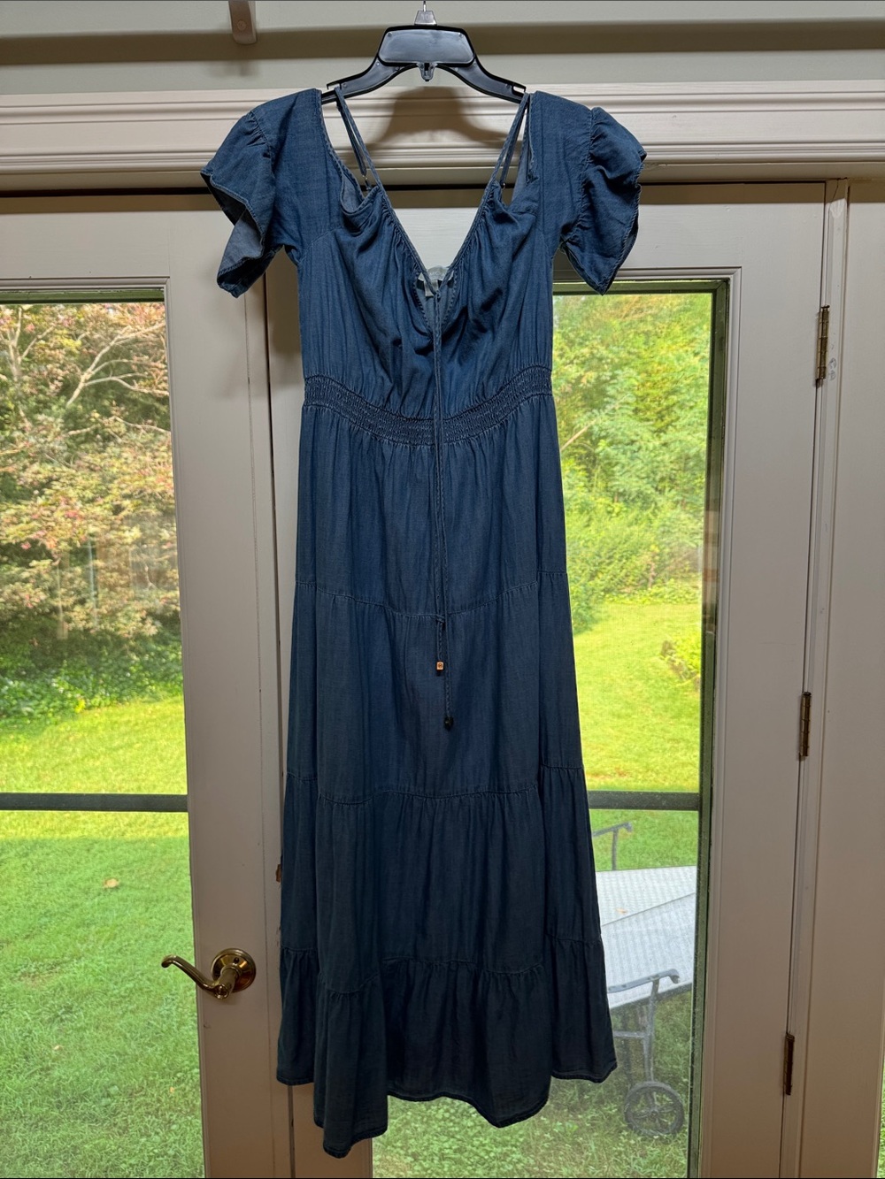 MICHAEL Michael Kors Denim-Blue Tiered Maxi Dress